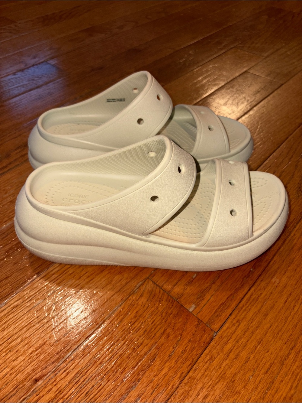 CROCS White Dual-Strap Slide Sandals for Women